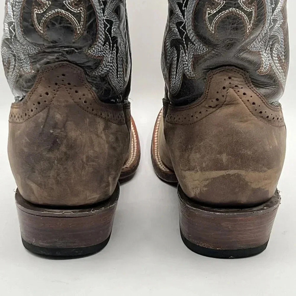 J.B Dillon Men 10B Leather Distressed Western Boots Embroidered Square Toe Rodeo - Picture 9 of 16